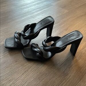 Open Edit | Remmy Black Twist Braided Heels Size 9 Nordstrom